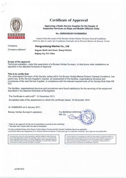 CINA Hongruntong Marine Co., Ltd. Sertifikasi